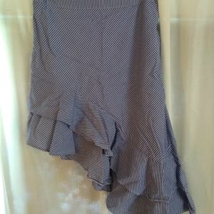 Super Flirty Blue Striped Asymmetrical Skirt